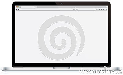 Laptop Computer with Browser Screen Vector Illustration