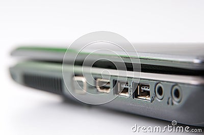 Laptop computer connections Stock Photo