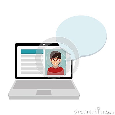 Laptop computer with curriculum vitae document icon Vector Illustration