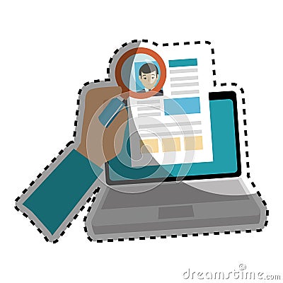 Laptop computer with curriculum vitae document icon Vector Illustration