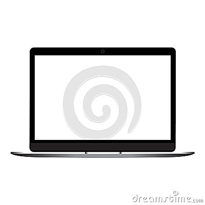 Laptop computer front view. Realistic model, vector mockup with a clean screen Stock Photo