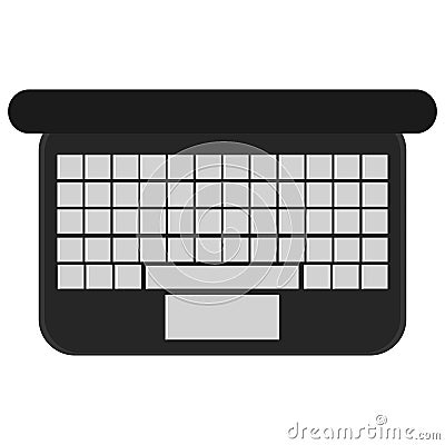 laptop computer high view keyboard Cartoon Illustration