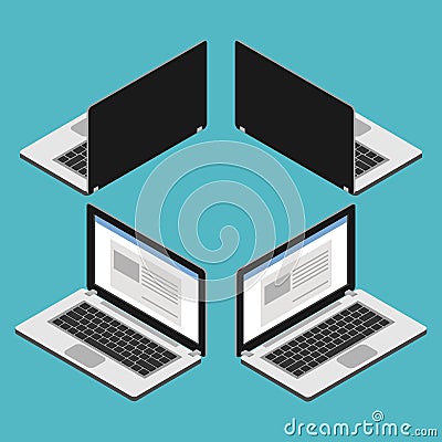 Laptop computer isometric Vector Illustration