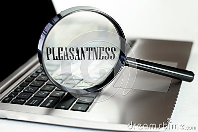 Laptop computer with magnifying glass, concept of search. pleasantness Stock Photo