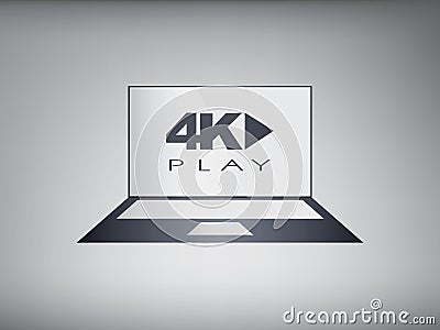 Laptop computer with modern ultra hd resolution. Vector Illustration