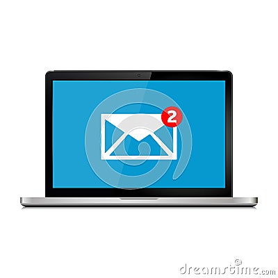 Laptop computer with symbol of email receiving Vector Illustration