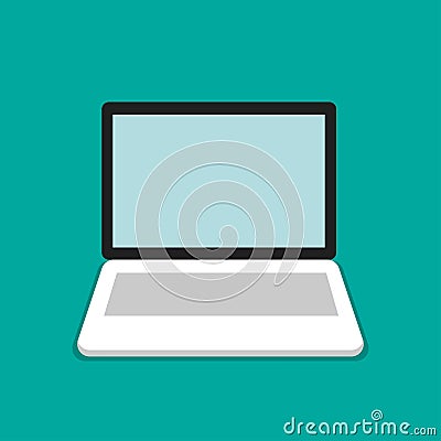 Laptop, computer symbol flat cartoon design Vector Illustration