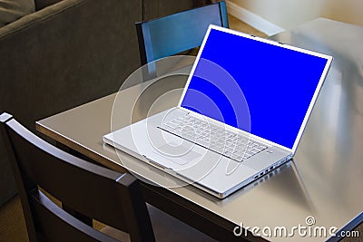 Laptop Computer On Table Stock Photo