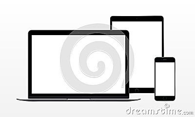 Laptop computer, tablet, phone Vector Illustration