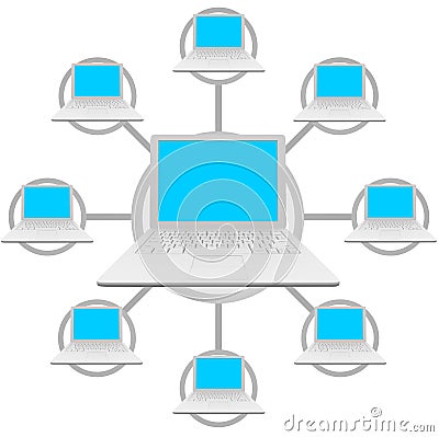 Laptop Computers - Social Network Grid Stock Photo