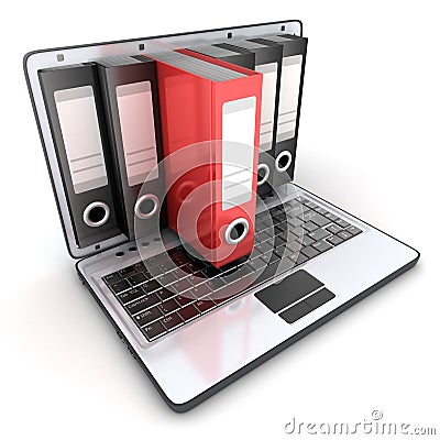 Laptop 3d and files Stock Photo