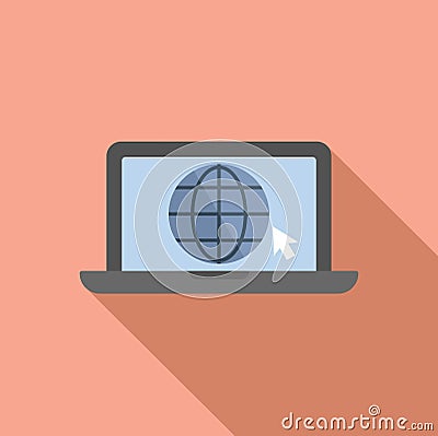 Laptop data web icon flat vector. Platform data rank Stock Photo