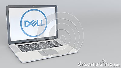 Laptop with Dell Inc. logo. Computer technology conceptual editorial 3D rendering Editorial Stock Photo