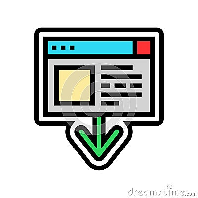 laptop down arrow download website color icon vector illustration Vector Illustration