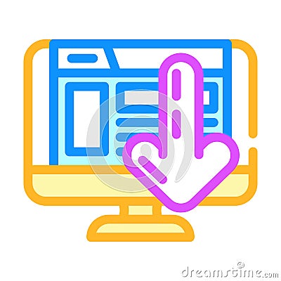 laptop down arrow download website color icon vector illustration Cartoon Illustration