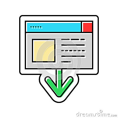 laptop down arrow download website color icon vector illustration Vector Illustration