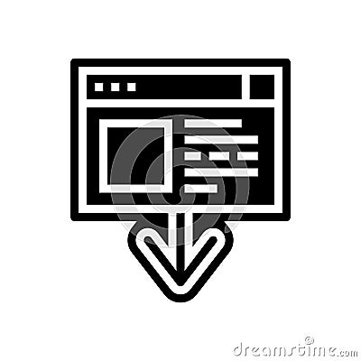 laptop down arrow download website glyph icon vector illustration Vector Illustration