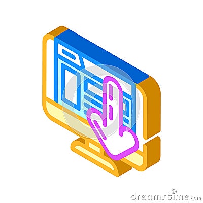 laptop down arrow download website isometric icon vector illustration Cartoon Illustration