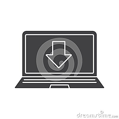 Laptop files download glyph icon Vector Illustration