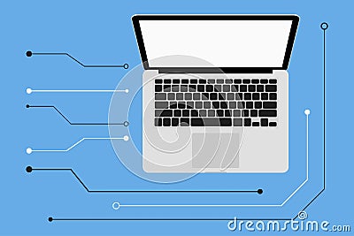 Laptop flat icon. Design of computer View of laptop with keyboard and blank. Vector illustration Vector Illustration
