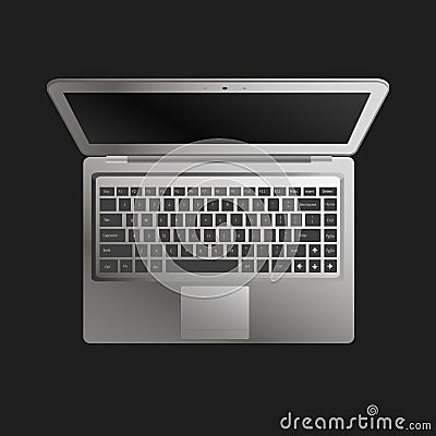 Laptop flat mockup in top view. Minimal flat design for websites, business, marketing, and commercial. Portable computer Vector Illustration