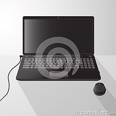 Laptop frontal illustration on background Cartoon Illustration