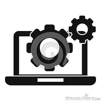 Laptop gear system icon, simple style Vector Illustration