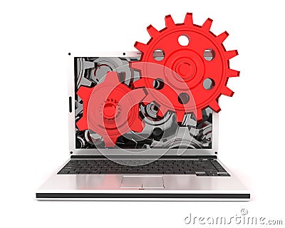 Laptop and gears Stock Photo