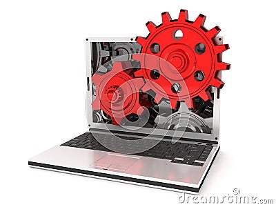 Laptop gears Stock Photo