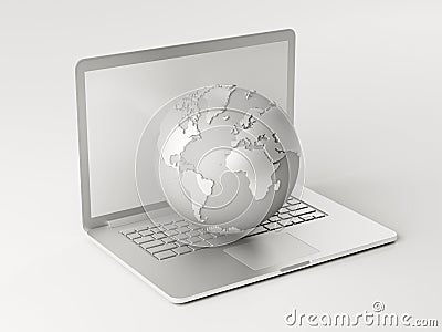 Laptop Globe Stock Photo