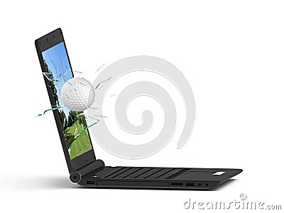 Laptop and golf Stock Photo