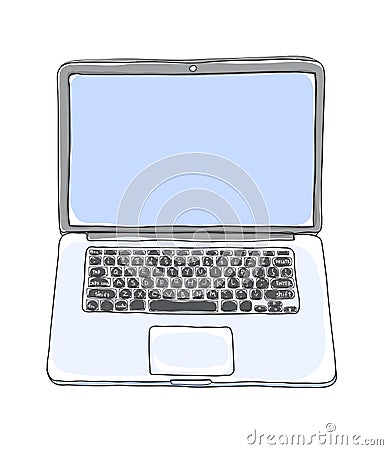 Laptop hand drawn cute art vector illustration Vector Illustration