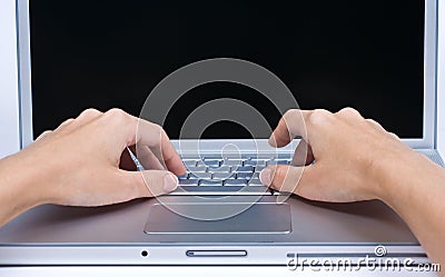 Laptop & hands Stock Photo