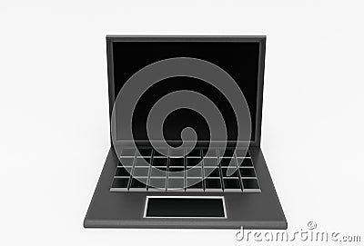 laptop icon 3d illustration minimal rendering on white background Cartoon Illustration