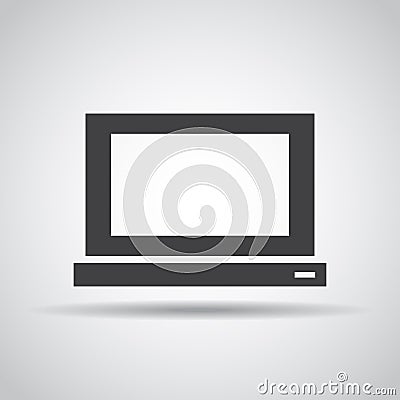 Laptop icon with shadow on a gray background. Vector illustration Cartoon Illustration