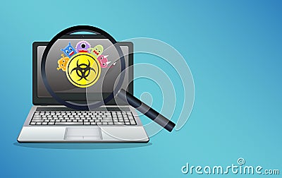 Laptop infected virus computer Vector Illustration