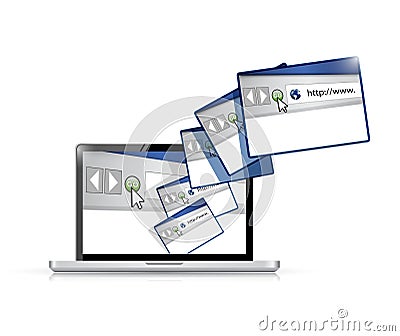 Laptop internet sites connection illustration Cartoon Illustration