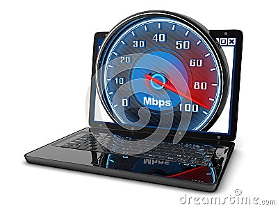 Laptop and internet speed Stock Photo