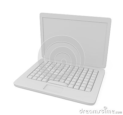 Laptop isolated on white Cartoon Illustration