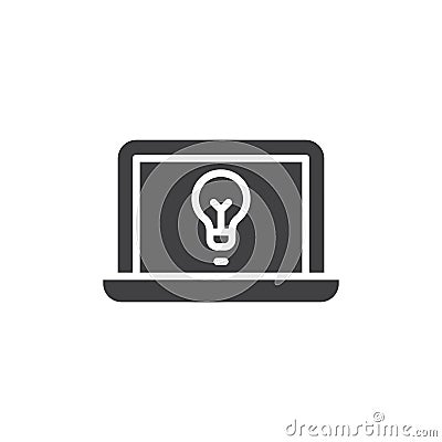 Laptop with ligth bulb vector icon Vector Illustration