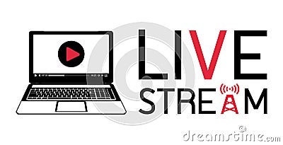 Laptop live stream logo Vector Illustration
