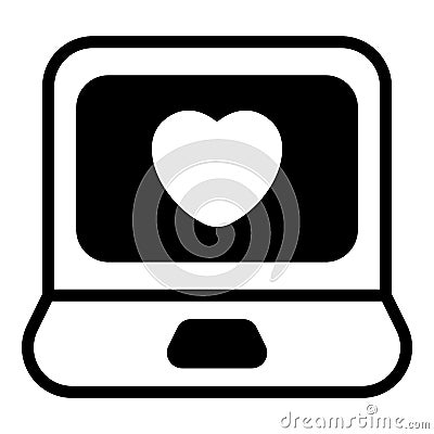 laptop, love communication black vector Vector Illustration