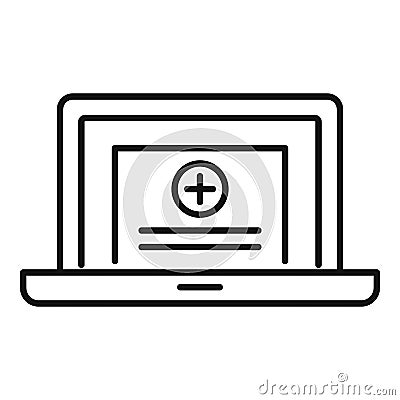 Laptop medical consultation icon, outline style Vector Illustration