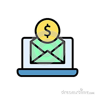 Laptop, message, dollar icon. Simple color with outline vector elements of economy icons for ui and ux, website or mobile Stock Photo