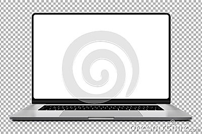 Laptop modern frameless with blank screen isolated on transparent background Vector Illustration