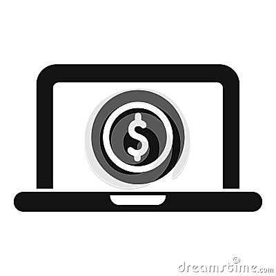 Laptop money online credit icon simple vector. Support finance Vector Illustration