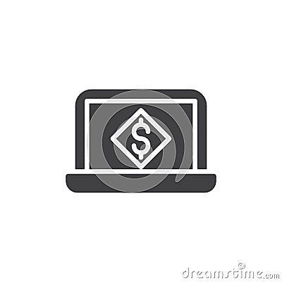 Laptop money screen vector icon Vector Illustration