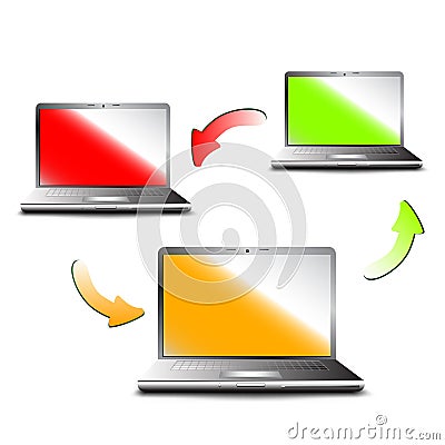 Laptop network communication Vector Illustration