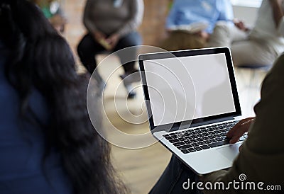 Laptop Networking Seminar Event Concept Stock Photo