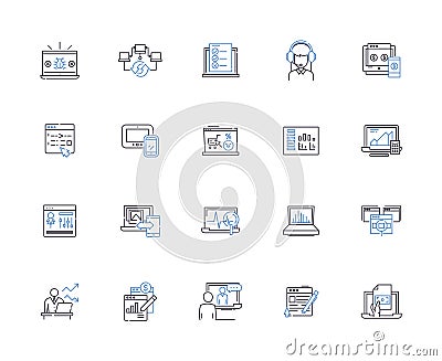 Laptop notebook outline icons collection. laptop, notebook, computer, portable, lightweight, slim, performance vector Vector Illustration